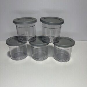 5 Pack Replacement For Ninja Creami Deluxe Pints & Lids 16 OZ Ice Cream Maker